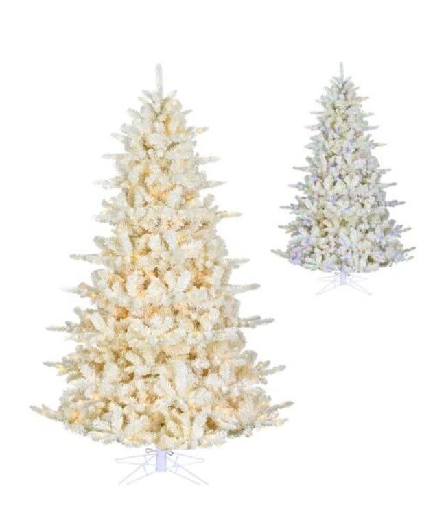 7.5' Instant Connect Dual Color LED Cream Flocked Tree