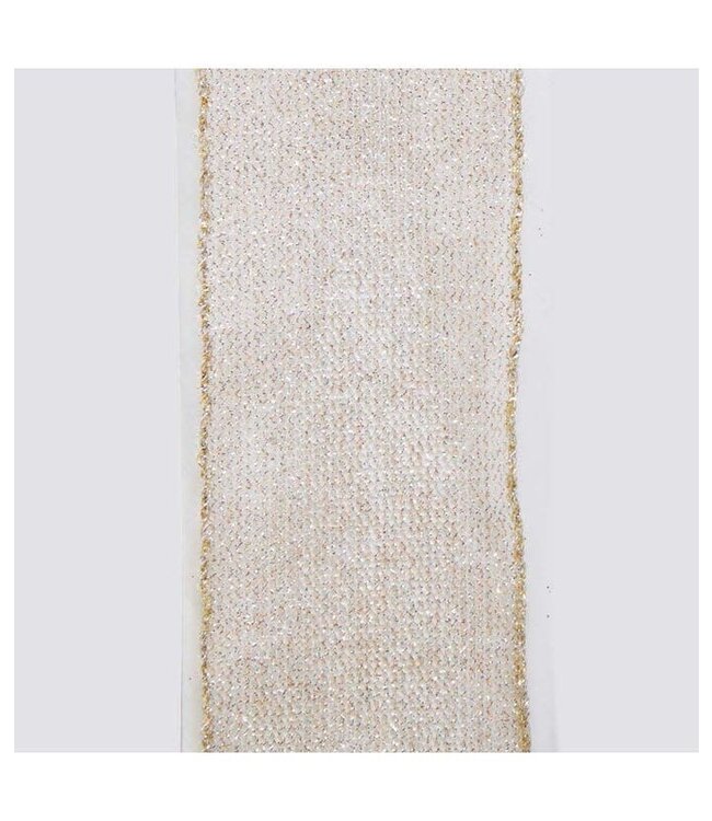 2.5"x10YD Champagne Gold Mesh Woven Ribbon