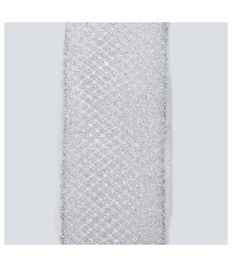 2.5"x10YD Silver Mesh Ribbon