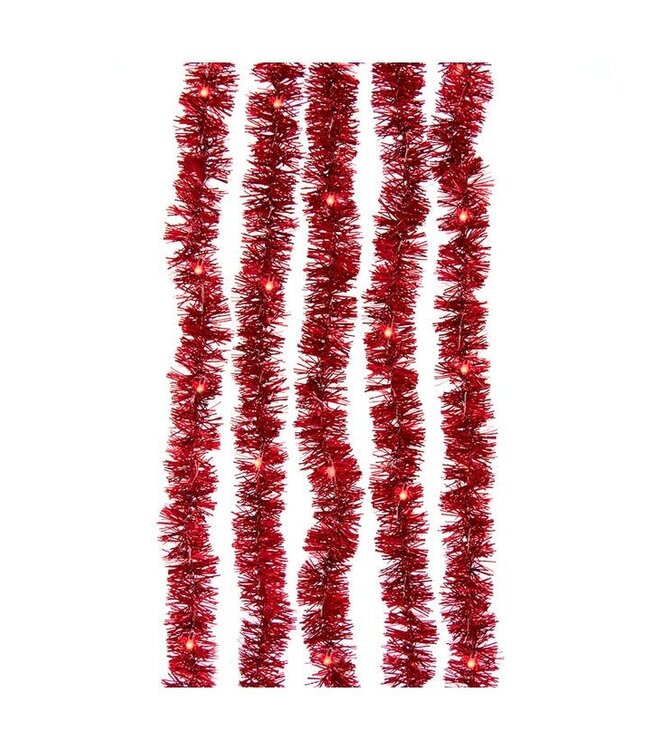 100-Light Red Tinsel With Red Superbright Cascade Lights