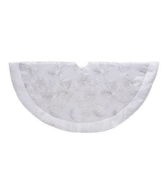 50" White Tree Skirt with Sequin Flowers