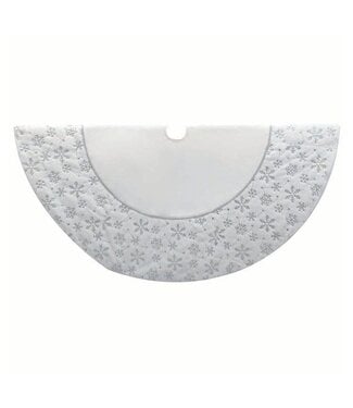 54" White and Silver Velvet Tree Skirt
