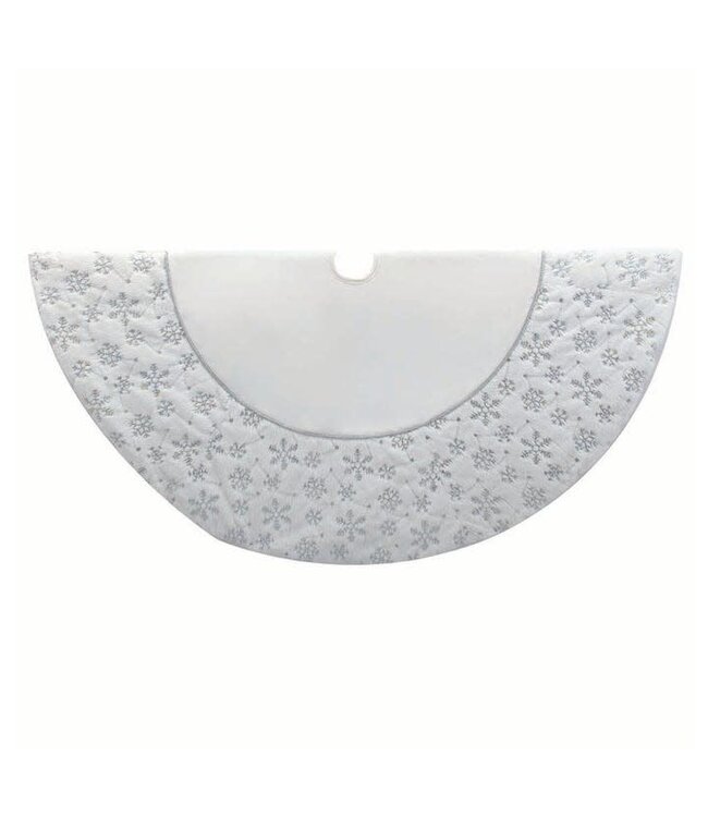 54" White and Silver Velvet Tree Skirt