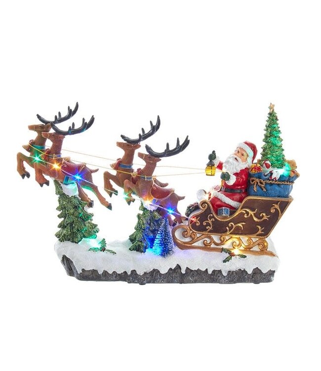 8.7” Battery-Operated LED Musical Santa and Sleigh Table Piece