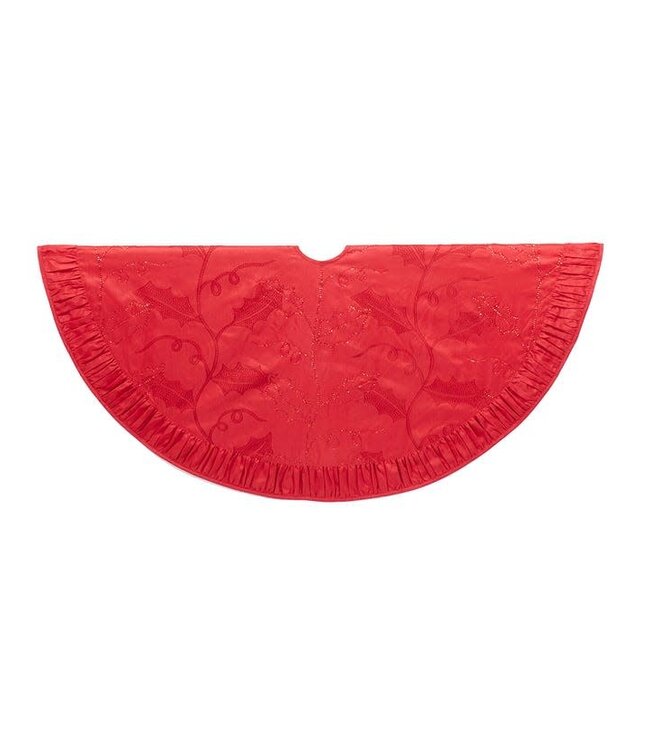 48" Red Sequined Holly Tree Skirt
