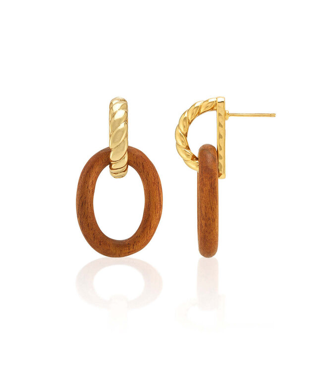Earth Goddess Link Drop Earrings - Teak