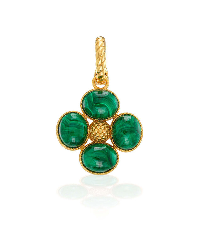Berry Clover Double Sided Pendant - Malachite