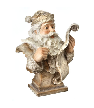 16" Resin Santa Bust With List