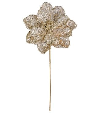 BEADED, SEQUIN & GLITTER MAGNOLIA, 20" Pick ,  CHAMPAGNE