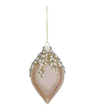 Sequin Cap Pearlized Finial Ornament 5"