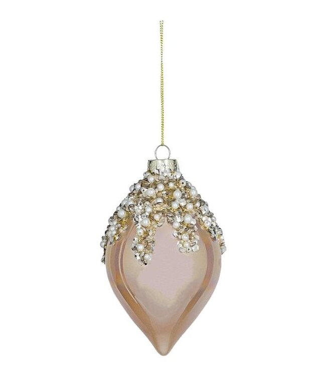 Sequin Cap Pearlized Finial Ornament 5"
