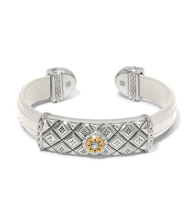 BRIGHTON Mosaic Two Tone Leather Bar Cuff Bracelet