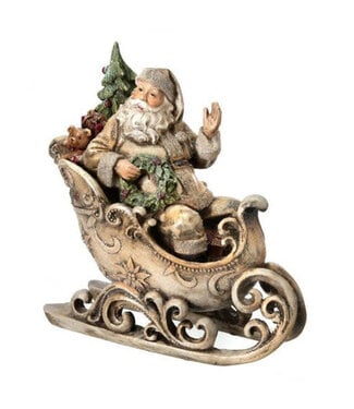 12" Resin Santa In Sleigh