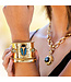 Scarab Grande Cuff - Blue Labradorite/Black Agate