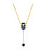 Scarab Lariat Necklace - Blue Labradorite/Black Agate