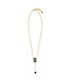 Scarab Lariat Necklace - Blue Labradorite/Black Agate