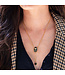 Scarab Lariat Necklace - Blue Labradorite/Black Agate