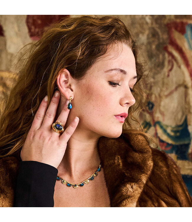 Monique Gem Post Earrings - Blue Labradorite