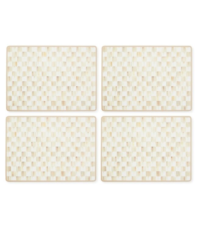 MACKENZIE CHILDS Mocha Check Cork Back Placemats - Set of 4