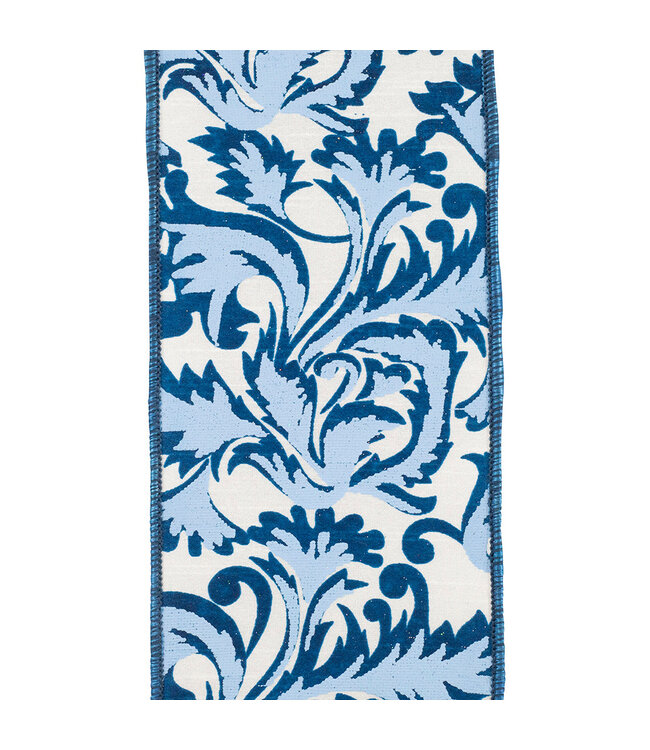 4 Inch Scroll Leaf Moderna Deluxe Wired Edge Blue