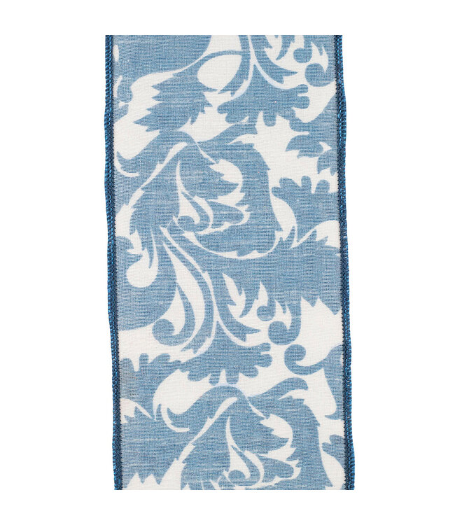 4 Inch Scroll Leaf Moderna Deluxe Wired Edge Blue