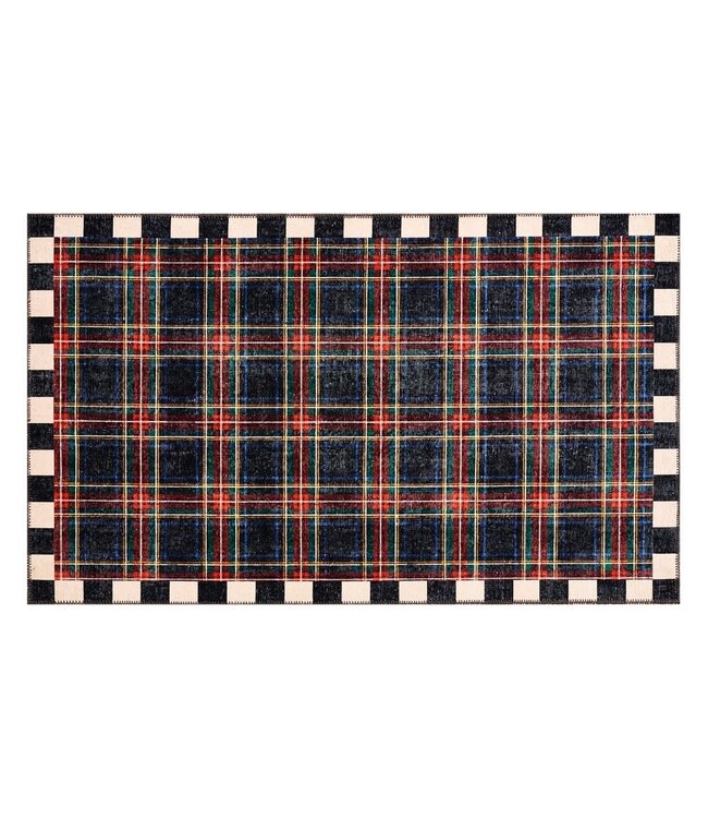 MACKENZIE CHILDS Stewart Tartan Black 3' x 5' Washable Rug