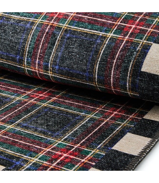 MACKENZIE CHILDS Stewart Tartan Black 3' x 5' Washable Rug