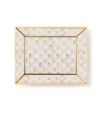 MACKENZIE CHILDS Mocha Check Small Glass Vanity Tray