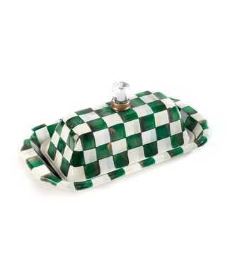 MACKENZIE CHILDS Emerald Check Butter Box
