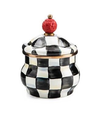 MACKENZIE CHILDS Courtly Check Enamel Lidded Sugar Bowl