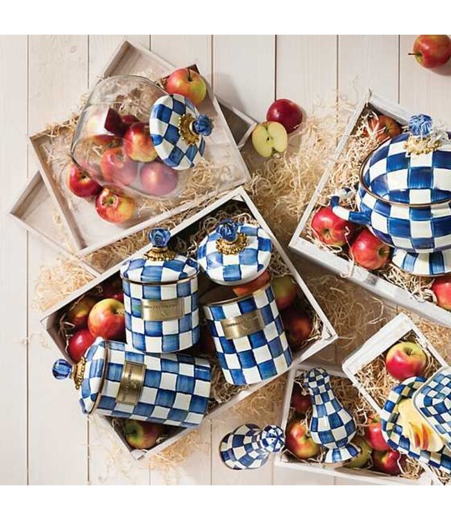 MACKENZIE CHILDS Cookie Jar with Royal Check Enamel Lid