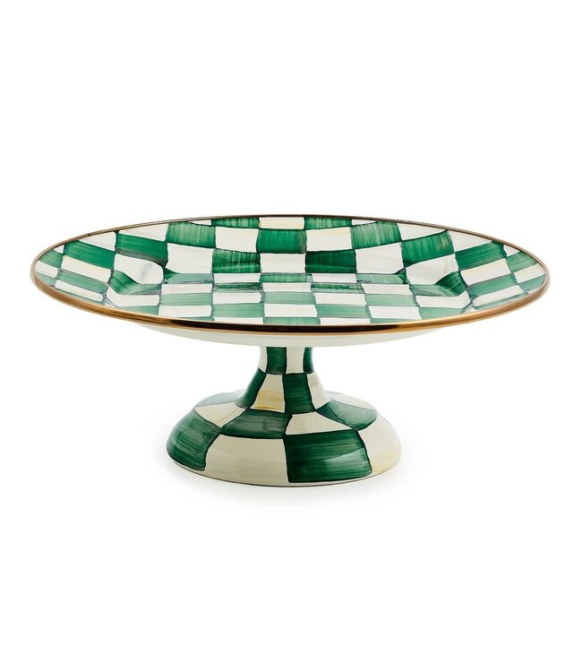 MACKENZIE CHILDS Emerald Check Small Pedestal Platter