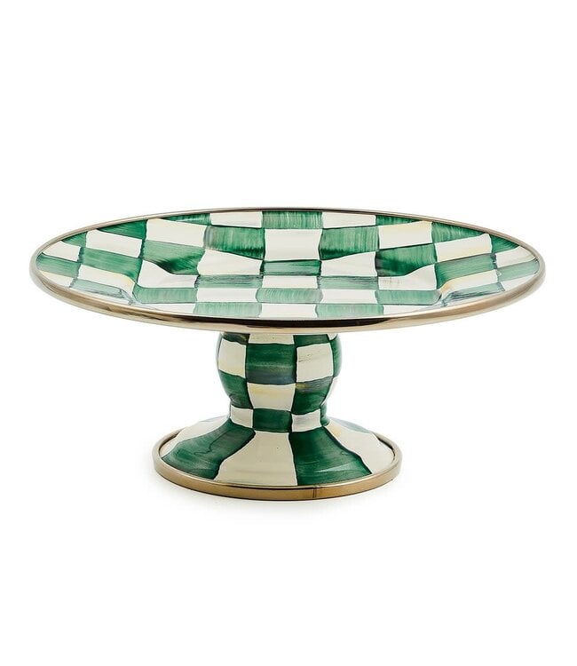 MACKENZIE CHILDS Emerald Check Mini Pedestal Platter