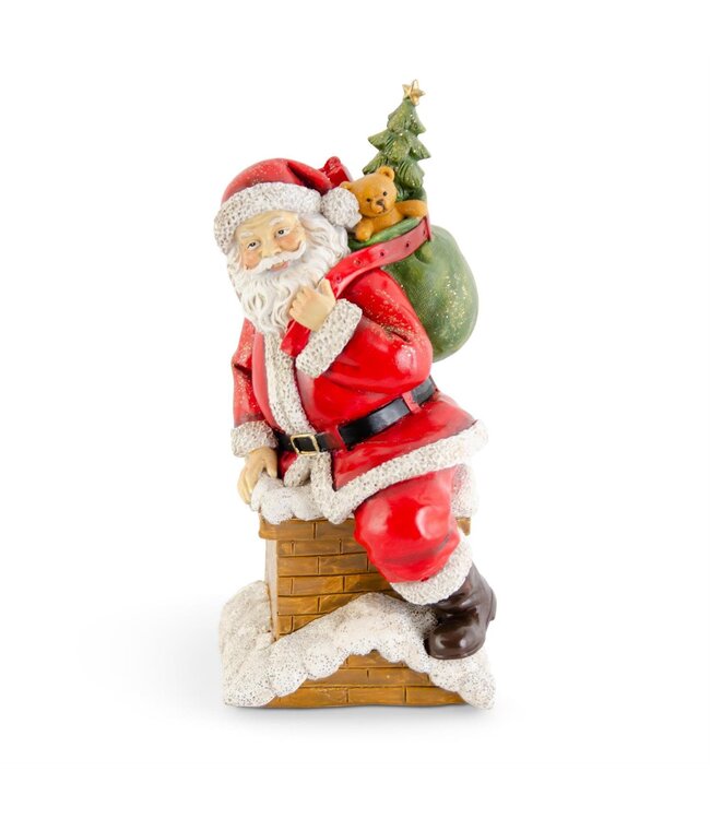 8.25 Inch Resin Traditional Santa Standing On Roof Top
