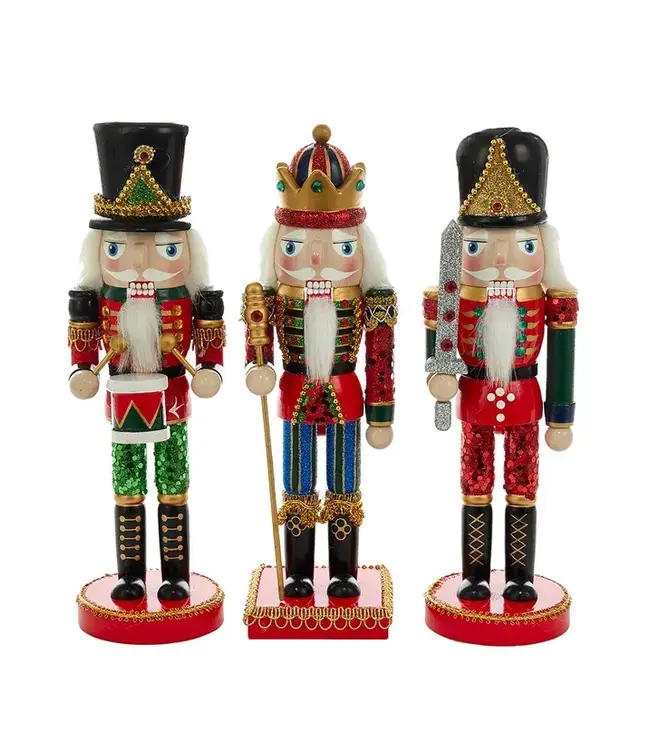 10" Wooden King and Soldier Nutcracker
