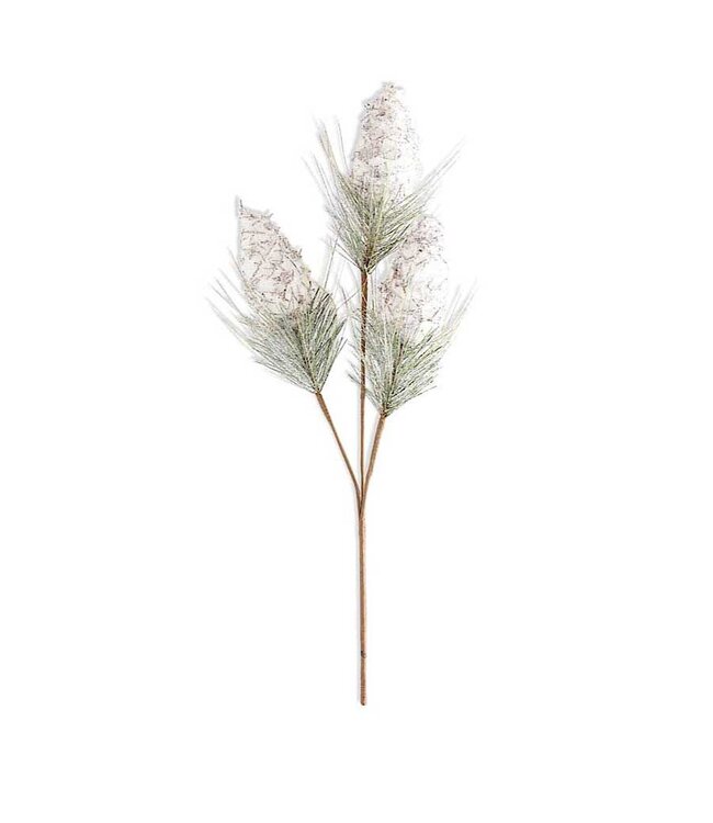 34 Inch Snowy Pinecone Spray With Long Needle Pine