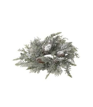 14" Snowy Pine Cedar Candle Ring