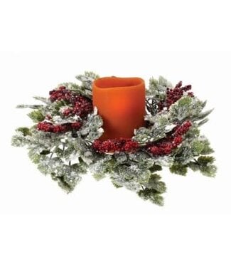 14" Frost Mini Grape Leaf & Berry Candle/Ring