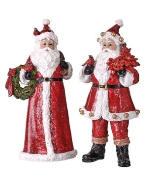12" Resin Santa With Cardinals - Sold Individually