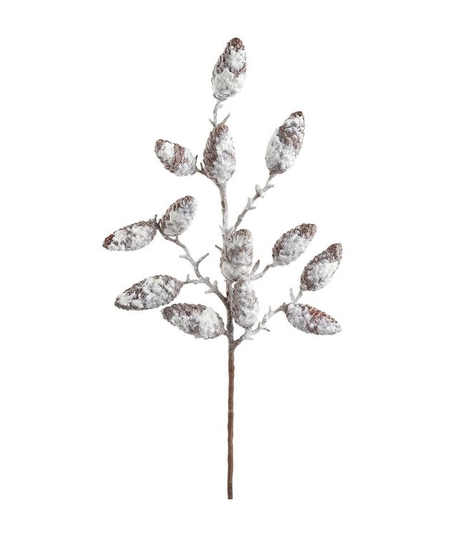 29" Snowed Pinecone Spray Brown White