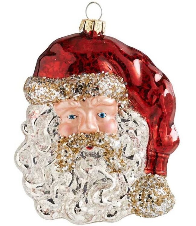 5 Inch Glass Santa Head Ornament