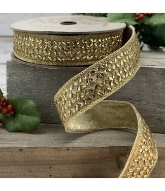 1.5 x 10yds Flower Trellis Trim - Gold
