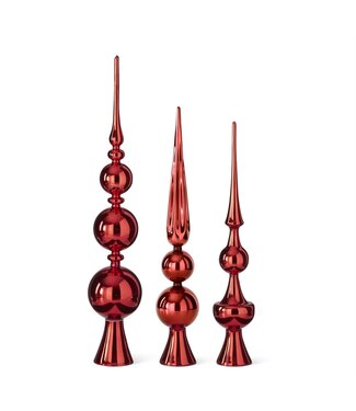 Red Glass Finial Tree Toppers