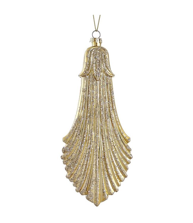 Glittered Plastic Lily Ornament Gold