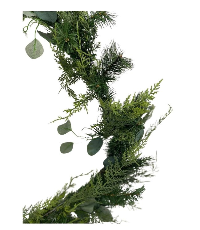 Warm White Mixed Eucalyptus Garland with Big Seed Cluster 6'L x 14"
