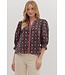 Irene Botanical Print ¾ Sleeve Top