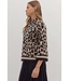Jane Leopard Print ¾ Sleeve Sweater Knit