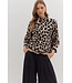 Jane Leopard Print ¾ Sleeve Sweater Knit