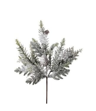 16” Snowy Pine/Cedar Pick with Cone