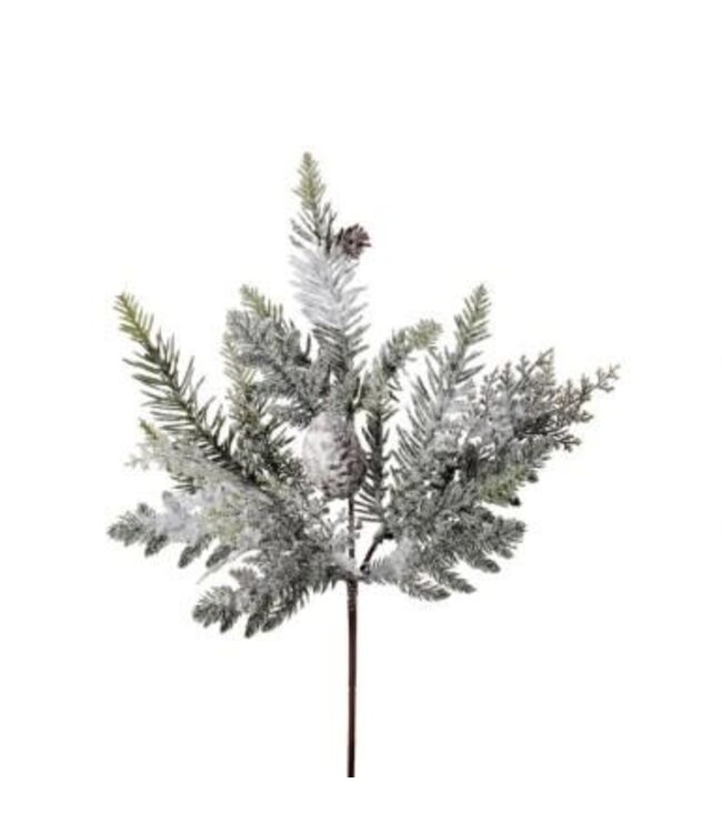 16” Snowy Pine/Cedar Pick with Cone